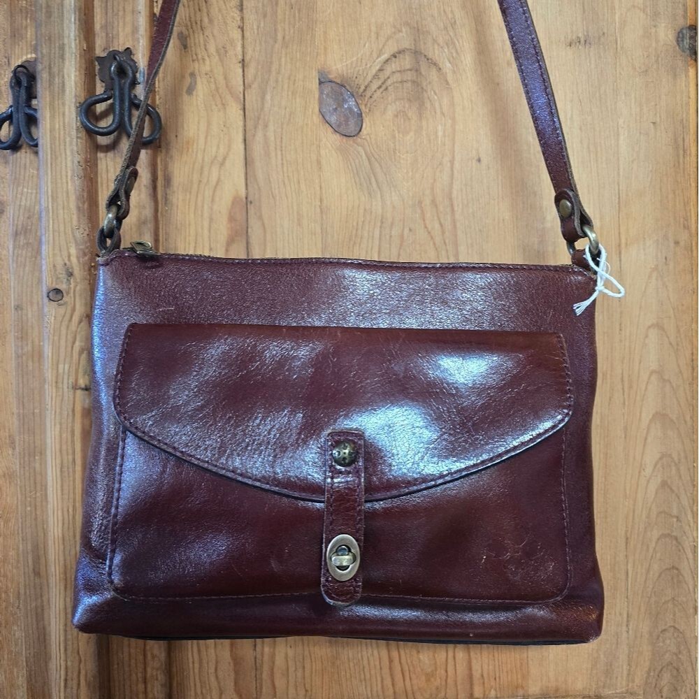 Patricia Nash Kirby East West Leather Crossbody Brown Purse Bag
